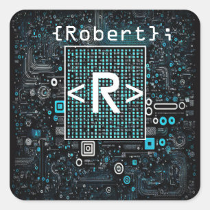 Pegatina Cuadrada Ai - Tecnología - Monograma de Codificación - Letr