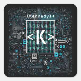 Pegatina Cuadrada Ai - Tecnología - Monograma de codificación - Letr