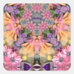 Pegatina Cuadrada AINSLEY ~ Shades Amarillo, Púrpura, Rosa ~ Azul