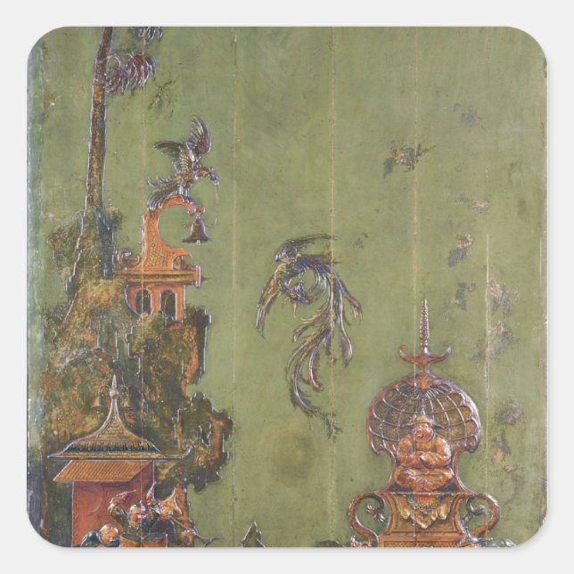 Pegatina Cuadrada Aire, de una serie de paneles que representan (Anverso)