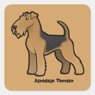 Pegatina Cuadrada airedale terrier