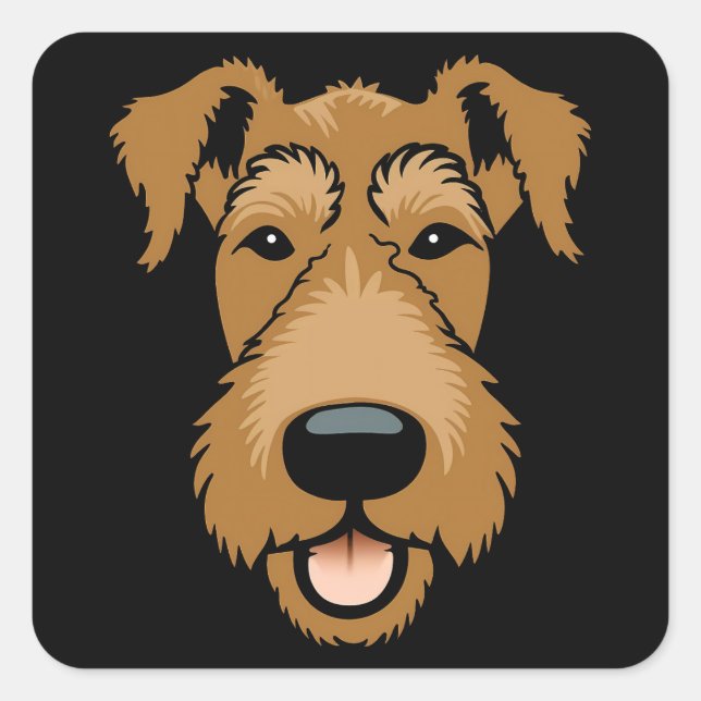 Pegatina Cuadrada Airedale Terrier Cute Funny Personalizado Perro Ca (Anverso)