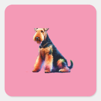 Pegatina Cuadrada Airedale terrier Dog