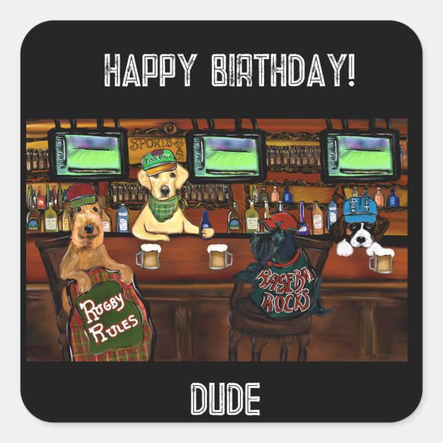 Pegatina Cuadrada AIREDALE TERRIER & FRIENDS Postcard (Anverso)