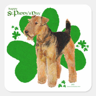 Pegatina Cuadrada Airedale Terrier St Paddy