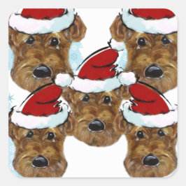 PEGATINA CUADRADA AIREDALE TERRIERS