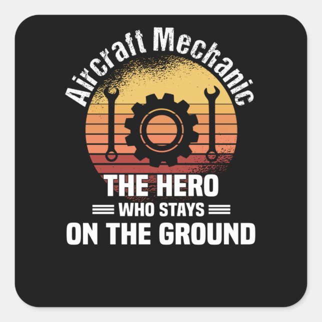 Pegatina Cuadrada Airplane Mechanic Aircraft Engineer Engineer (Anverso)