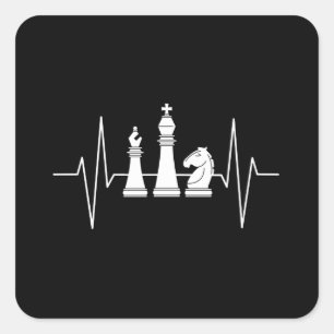 Pegatina Cuadrada Ajedrez - Corazón de ajedrez
