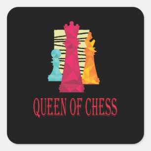 Pegatina Cuadrada Ajedrez - Reina Del Ajedrez