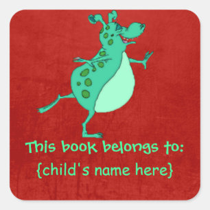 Pegatina Cuadrada Ajedrez Verde De Salto Cuto - El Libro Pertenece A