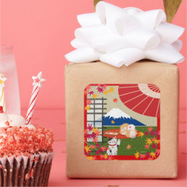 Pegatina Cuadrada AKI - Chow pegatinas - elegir tamaño