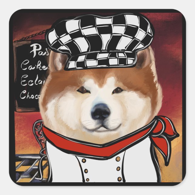 PEGATINA CUADRADA AKITA (Anverso)