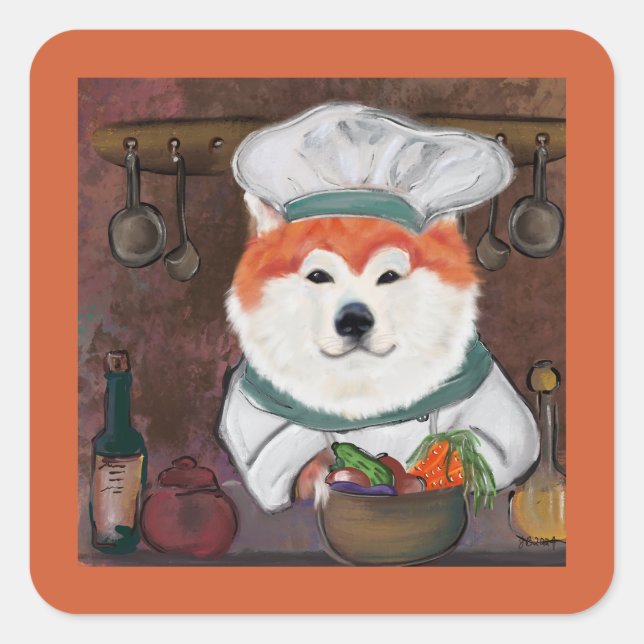 Pegatina Cuadrada Akita (Anverso)