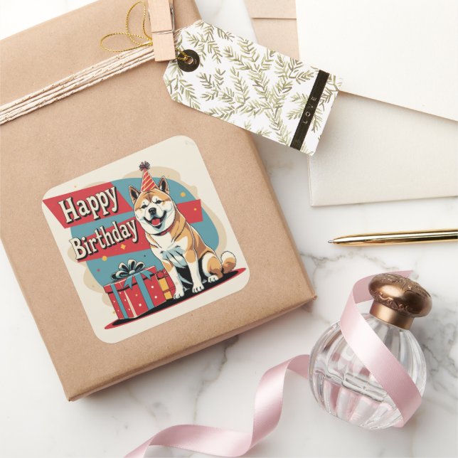 Pegatina Cuadrada Akita Dog Colorful (Regalar)