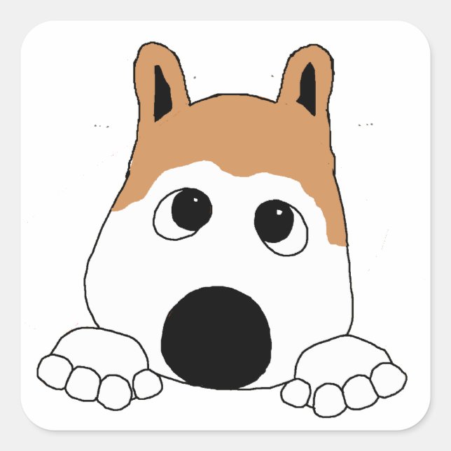 Pegatina Cuadrada akita fawn peeking (Anverso)