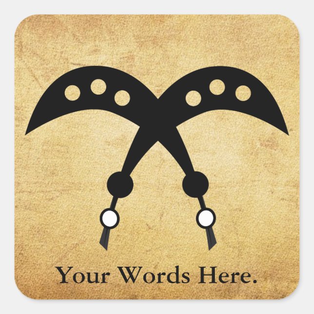 Pegatina Cuadrada AKOFENA | Símbolo Adinkra de valor y valor (Anverso)