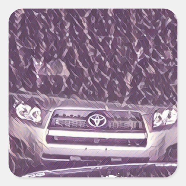 Pegatina Cuadrada Al gato le encanta la lluvia de medios mixtos (Anverso)