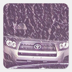 Pegatina Cuadrada Al gato le encanta la lluvia de medios mixtos