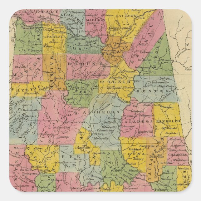 Pegatina Cuadrada Alabama (Anverso)