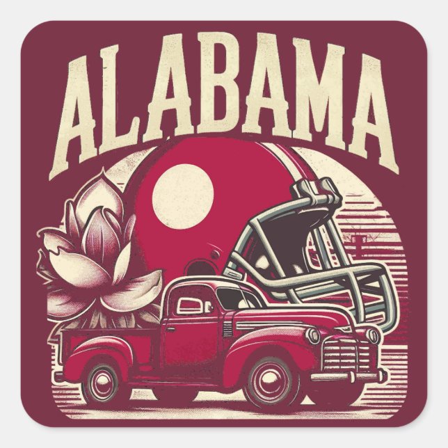 Pegatina Cuadrada Alabama (Anverso)