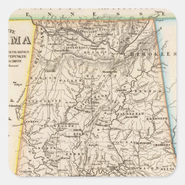 Pegatina Cuadrada Alabama 2 (Anverso)