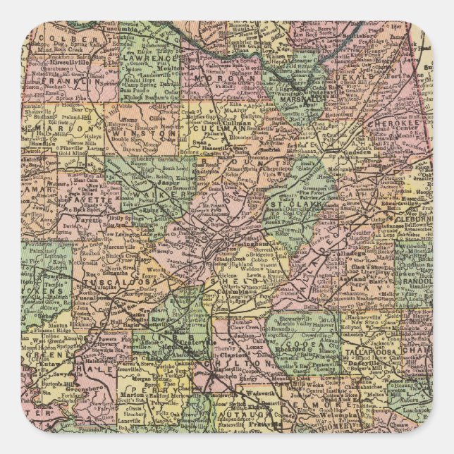 Pegatina Cuadrada Alabama 7 (Anverso)