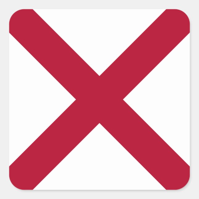 Pegatina Cuadrada Alabama: Bandera de St Andrew Crimson (Anverso)