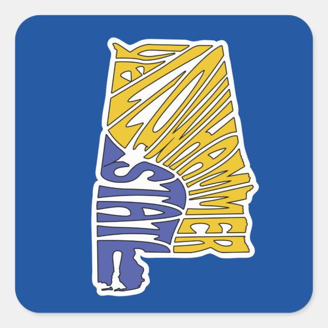 Pegatina Cuadrada Alabama Nickname Word Art (Anverso)