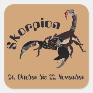 Pegatina Cuadrada Alacrán el 24. octubre hasta el 22. noviembre