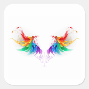 Pegatina Cuadrada Alas del arco iris fluidas