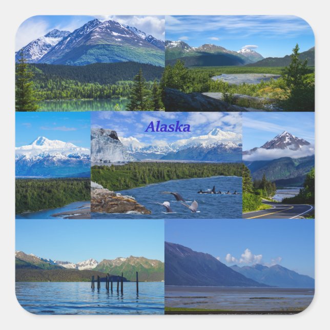 Pegatina Cuadrada Alaska (Anverso)