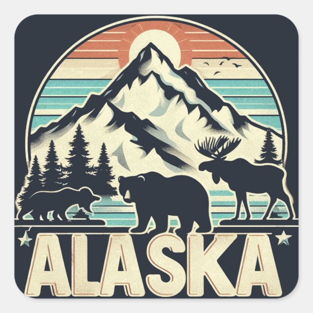 Pegatina Cuadrada Alaska (Anverso)