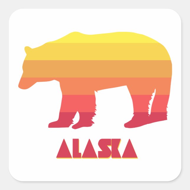 Pegatina Cuadrada Alaska Bear (Anverso)