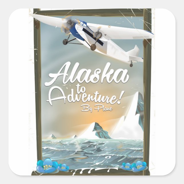 Pegatina Cuadrada ¡Alaska para aventuras! (Anverso)
