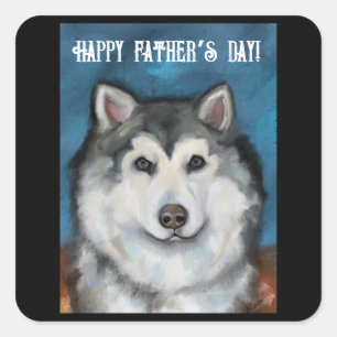 Pegatina Cuadrada Alaskan Malamute