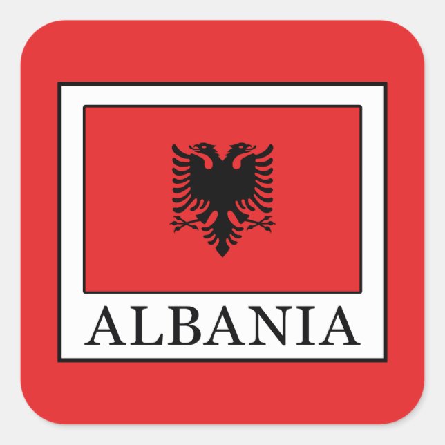 Pegatina Cuadrada Albania (Anverso)