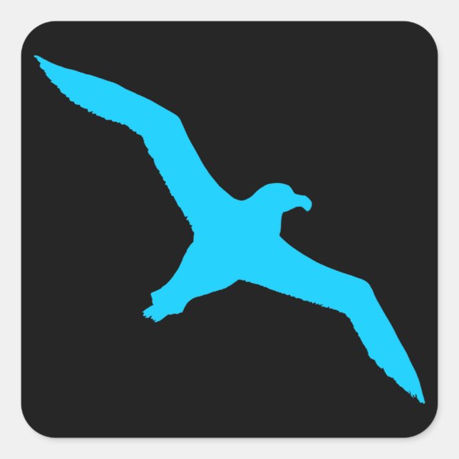 Pegatina Cuadrada Albatros negro y acuático (Anverso)
