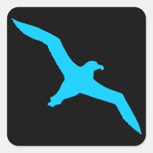 Pegatina Cuadrada Albatros negro y acuático
