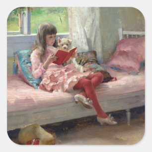 Pegatina Cuadrada Albert Edelfelt - Buenos amigos
