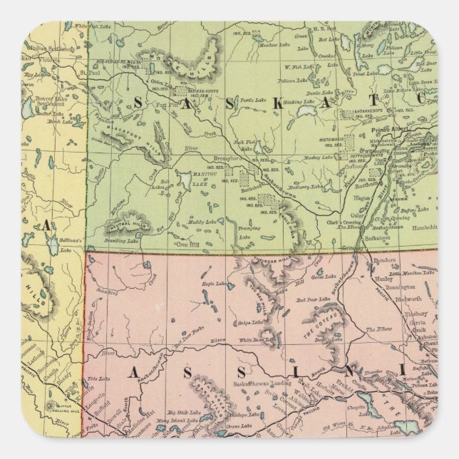 Pegatina Cuadrada Alberta, Saskatchewan (Anverso)