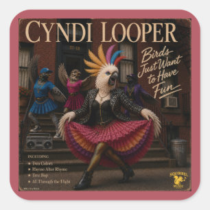 Pegatina Cuadrada Álbum de Cyndi Looper: una parodia