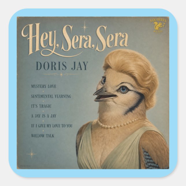 Pegatina Cuadrada Álbum de Doris Jay: una parodia (Anverso)