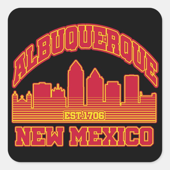 Pegatina Cuadrada Albuquerque, Nuevo México (Anverso)