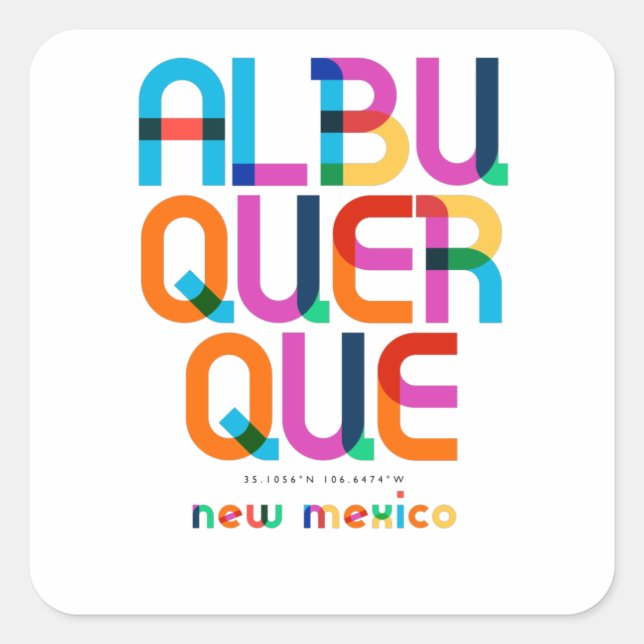 Pegatina Cuadrada Albuquerque Nuevo México a mediados del siglo, Pop (Anverso)