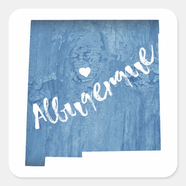 Pegatina Cuadrada Albuquerque Nuevo México Grano de madera (Anverso)