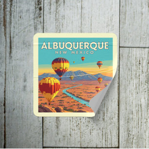 Pegatina Cuadrada Albuquerque Vintage Nuevo México