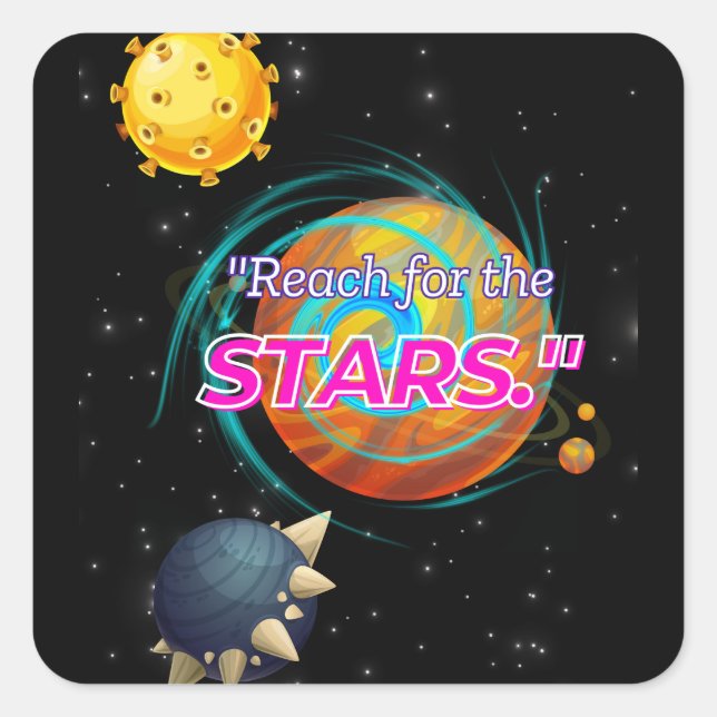 PEGATINA CUADRADA ALCANCE DE LAS ESTRELLAS (Anverso)