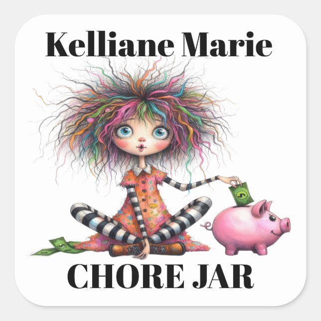 Pegatina Cuadrada Alcancía (Anverso)