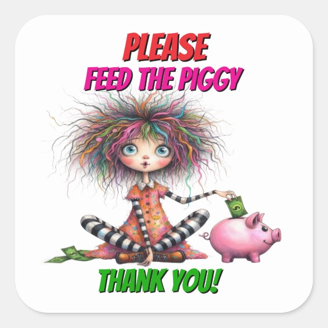 Pegatina Cuadrada Alcancía (Anverso)