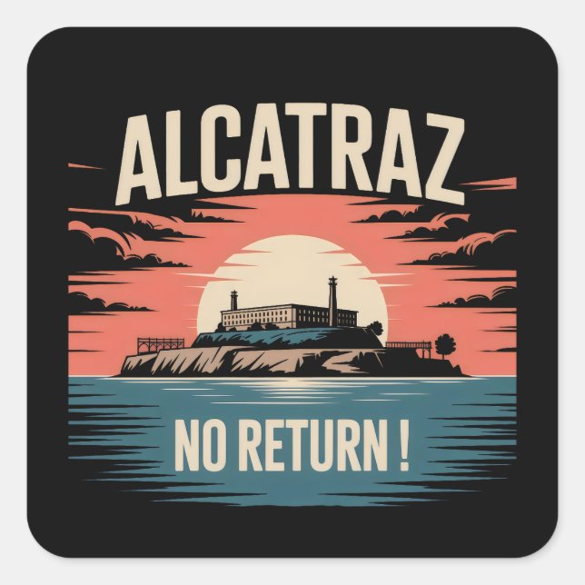 Pegatina Cuadrada Alcatraz. (Anverso)